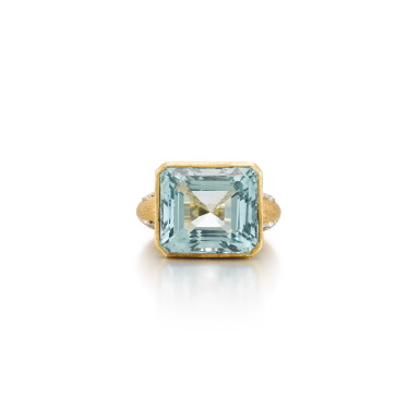 View full screen - View 1 of Lot 122. Aquamarine and Diamond Ring, Circa 1960.