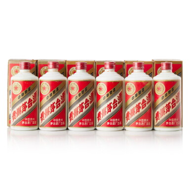 View full screen - View 1 of Lot 8354. 1987年產"五星牌"貴州茅台酒 (鐵蓋) Kweichow Five Star Moutai (Metal Cap) 1987 (6 BT50).