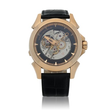 View full screen - View 1 of Lot 25. Ref. GTM 06 Pink gold minute repeating tourbillon wristwatch Circa 2008 | Grönefeld GTM 06型號粉紅金三問陀飛輪腕錶,年份約2008.