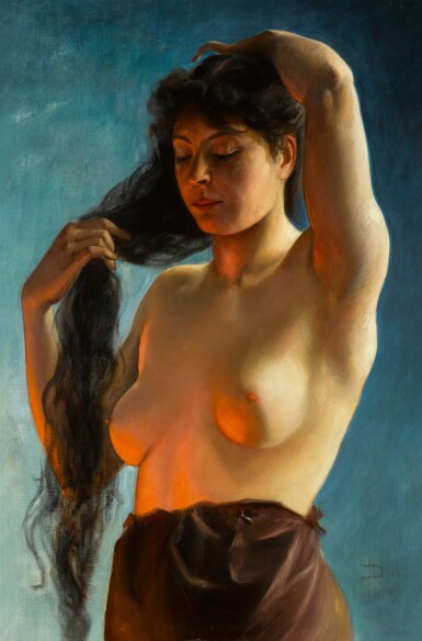 View full screen - View 1 of Lot 108. La belle aux cheveux noirs.