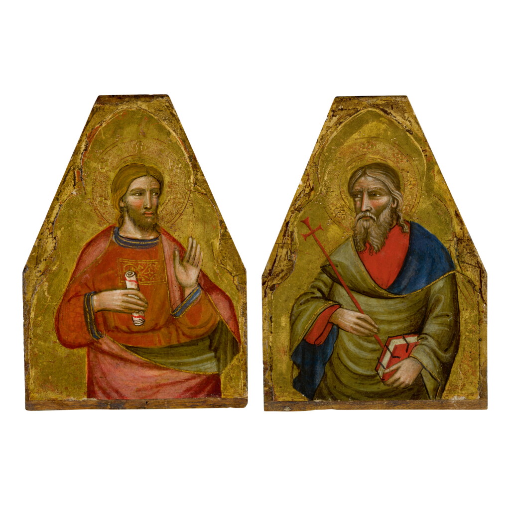 View full screen - View 1 of Lot 105. MASTER OF TEPLICE | SAINT ANDREW AND A MALE SAINT.