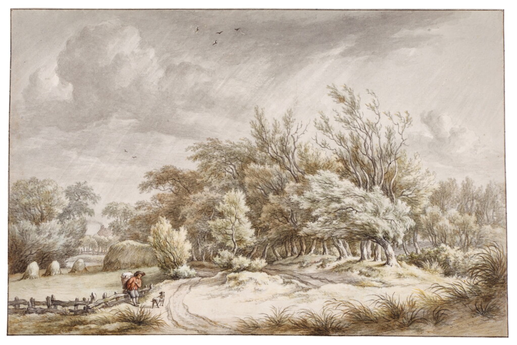 View full screen - View 1 of Lot 313. A traveller and his dog resting, near Overveen.