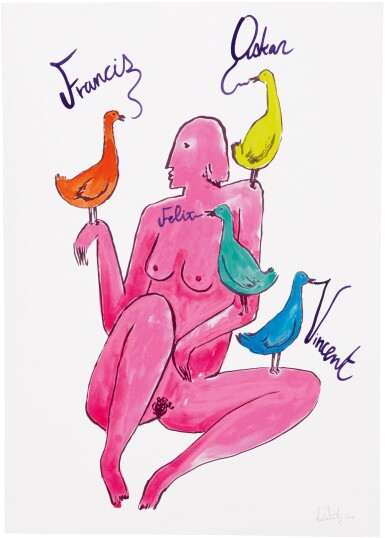 View full screen - View 1 of Lot 439. NICOLAS PARTY | NAKED WOMAN WITH BIRDS.