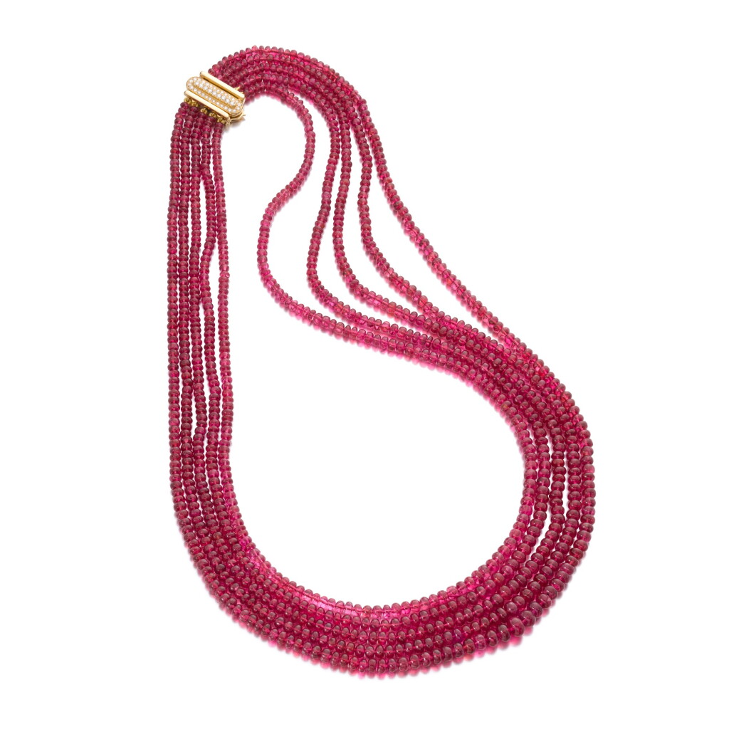 View full screen - View 1 of Lot 385. Spinel and diamond necklace.