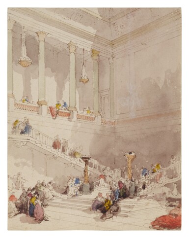 View full screen - View 1 of Lot 275. Figures on the staircase of a palace.