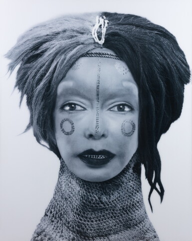 View full screen - View 1 of Lot 99. Masque de danse “Pwevo” et visage de Femme Euro-Parisienne.