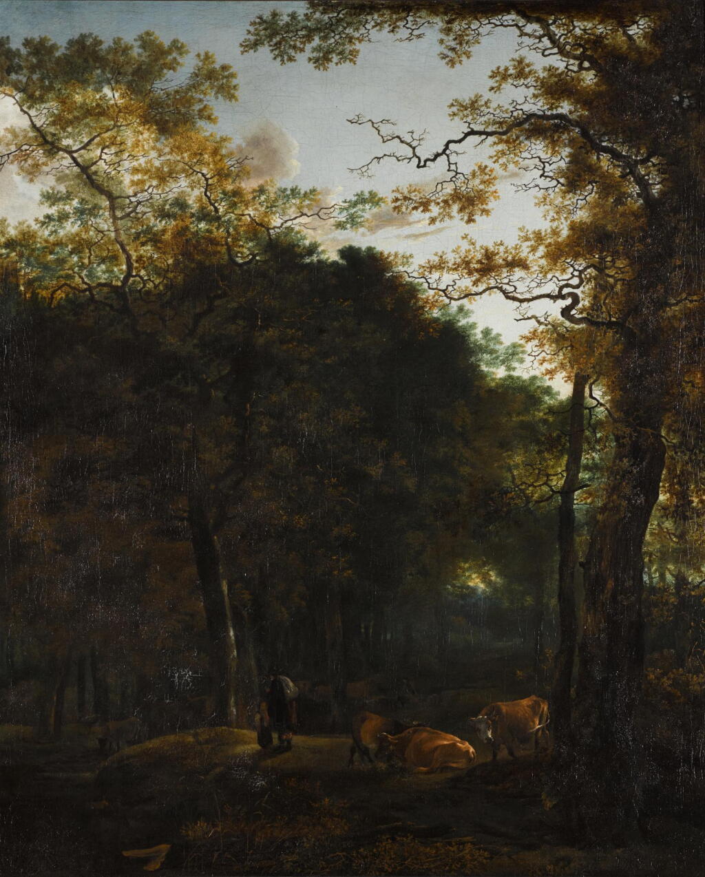 View full screen - View 1 of Lot 13. ADAM PYNACKER | A landscape with cattle and figures in a woodland clearing.
