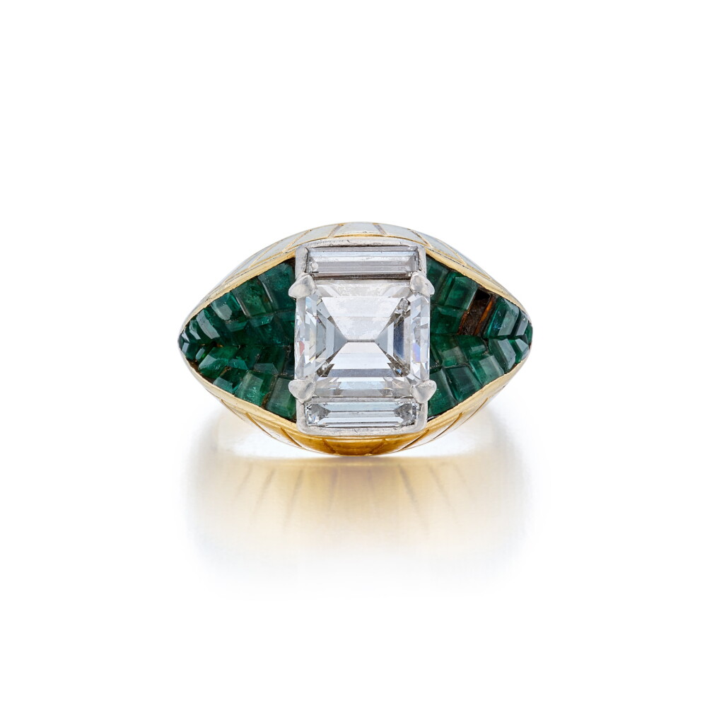 View full screen - View 1 of Lot 374. Gold, Diamond and Emerald 'Mystery-Set' Ring, France.