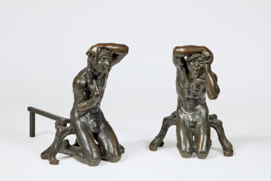 View full screen - View 1 of Lot 62. Louis McClellan Potter, Pair of Figural Andirons.