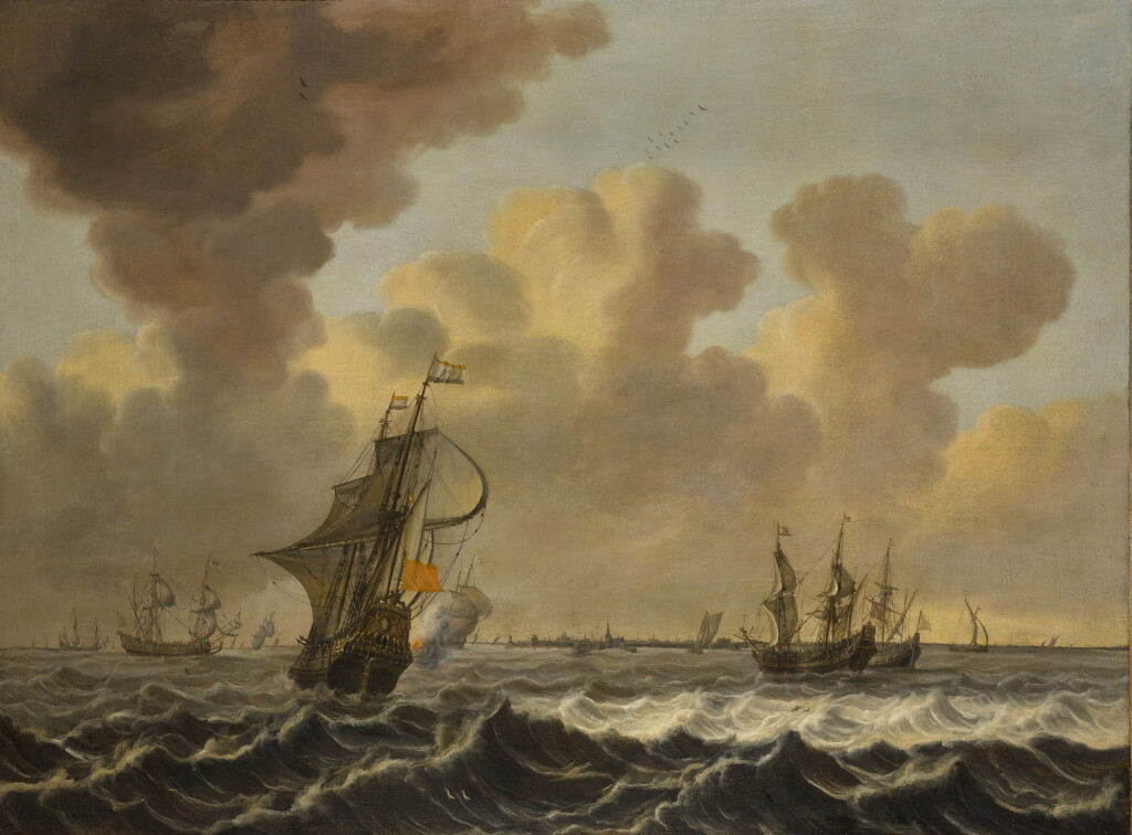 View full screen - View 1 of Lot 120. Dutch frigates and other shipping off Vlissingen.