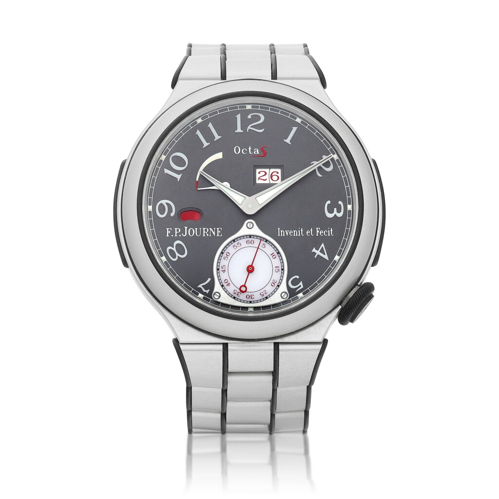 View full screen - View 1 of Lot 8032. Octa Sport | An aluminum bracelet watch with digital date display, power reserve, day and night indication, Circa 2013 | Octa Sport | 鋁金屬鏈帶腕錶,備數位日期、動力儲備及晝夜顯示,約2013年製.