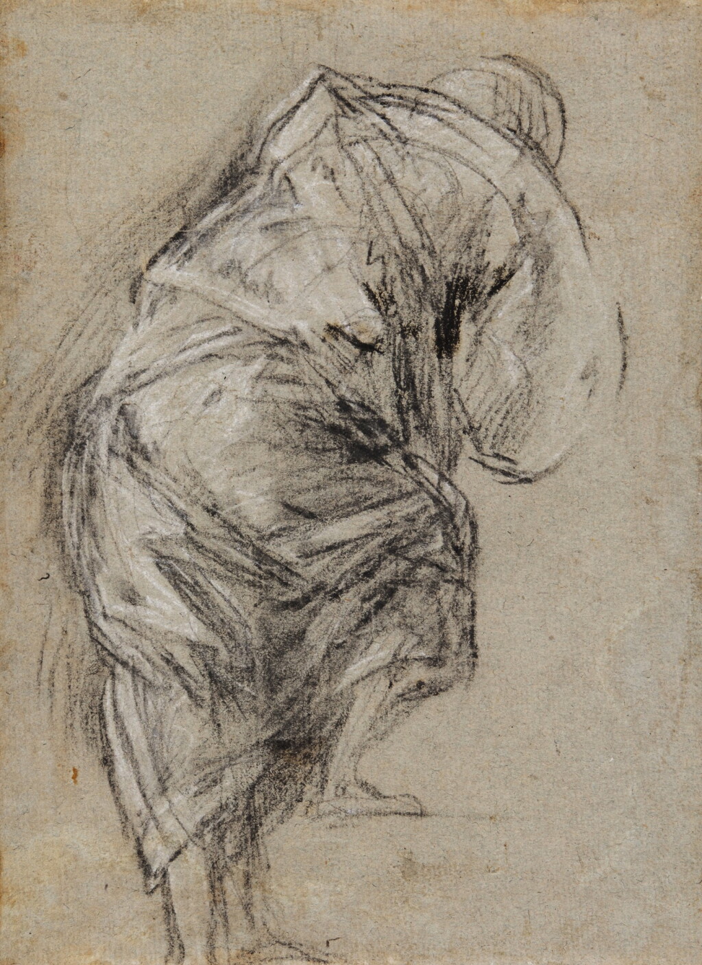 View full screen - View 1 of Lot 72. Study of a man, seen from behind, stepping to the right, heavily draped.