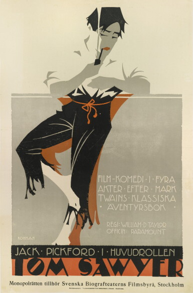View full screen - View 1 of Lot 40. TOM SAWYER (1917) POSTER, SWEDISH .