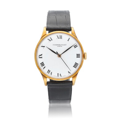 View full screen - View 1 of Lot 85. A 18k yellow gold manually wound wristwatch with center seconds, circa 1959.