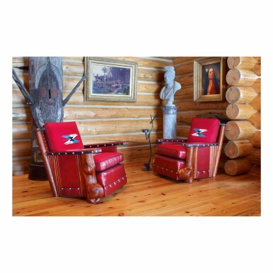 View full screen - View 1 of Lot 211. THOMAS MOLESWORTH | PAIR OF CLUB CHAIRS.