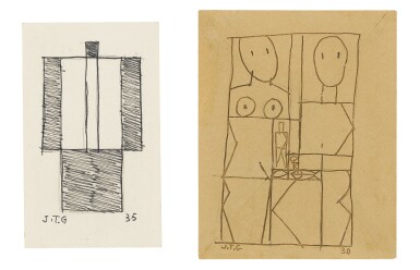 View full screen - View 1 of Lot 83. JOAQUÍN TORRES-GARCÍA | COUPLE (I) & HOMME UNIVERSEL (II): A PAIR.