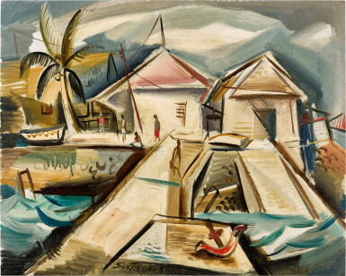 View full screen - View 1 of Lot 934. Cheong Soo Pieng 鍾泗濱 | Ferry Crossing 渡頭.