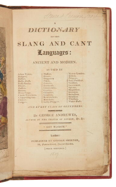 View full screen - View 1 of Lot 141. (Cant Dictionary) | Lowlife lingo, another copy.