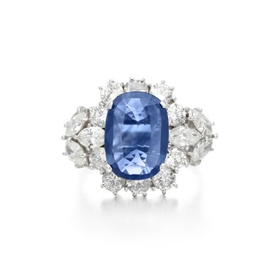 View full screen - View 1 of Lot 118. Sapphire and diamond ring.