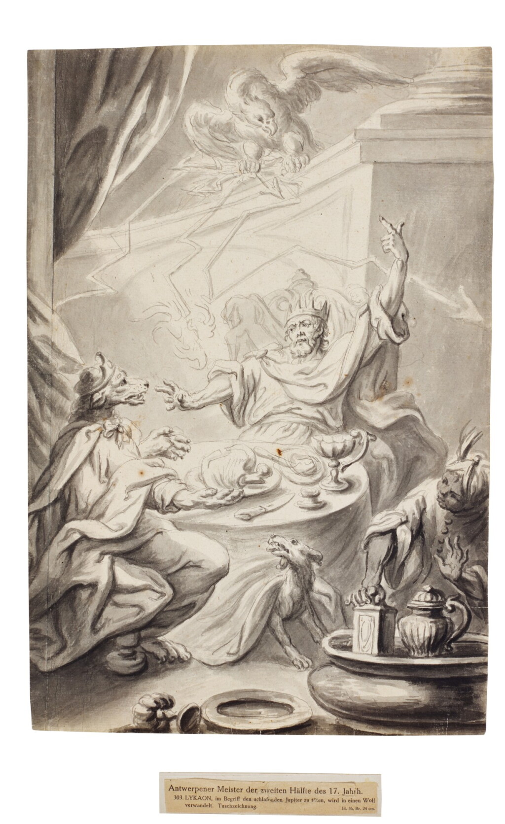 View full screen - View 1 of Lot 63. Lykaon appearing to Jupiter in disguise as a wolf.