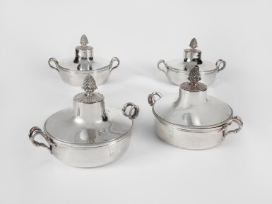 View full screen - View 1 of Lot 745. A Set of Four French Silver Vegetable Dishes and Covers, Jean-Baptiste Potot, Paris, 1798-1809.