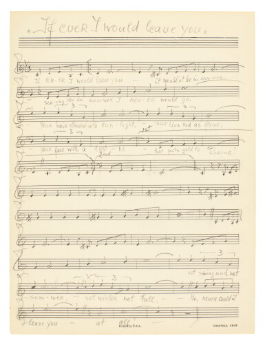 View full screen - View 1 of Lot 33. Frederick Loewe (1901-1988). Autograph musical manuscript of 'If ever I would leave you' from "Camelot", 1960s.