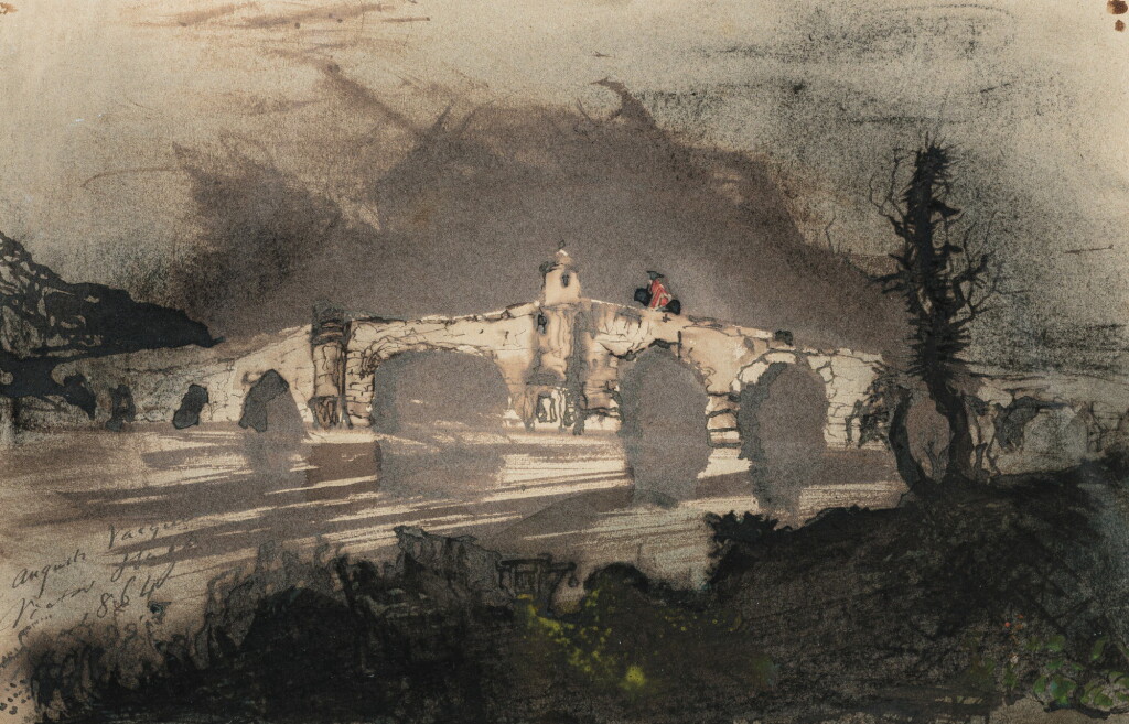 View full screen - View 1 of Lot 117. VICTOR-MARIE HUGO | A BRIDGE IN SPAIN, ALSO CALLED THE MOORISH BRIDGE.