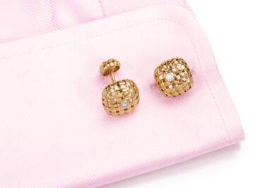 View full screen - View 1 of Lot 1060. TIFFANY & CO. | PAIR OF DIAMOND CUFFLINKS.