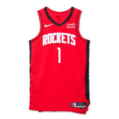 View full screen - View 1 of Lot 132. Amen Thompson ‘Rookie Debut’ Houston Rockets 2023-2024 Kia NBA Tip-Off Game Worn Icon Edition Jersey.