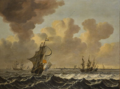 View full screen - View 1 of Lot 120. Dutch frigates and other shipping off Vlissingen.