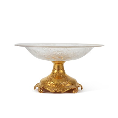 View full screen - View 1 of Lot 73. An American 14 Karat Gold and Cut-Glass Tazza, Gorham Mfg. Co., Providence, RI, Early 20th Century.