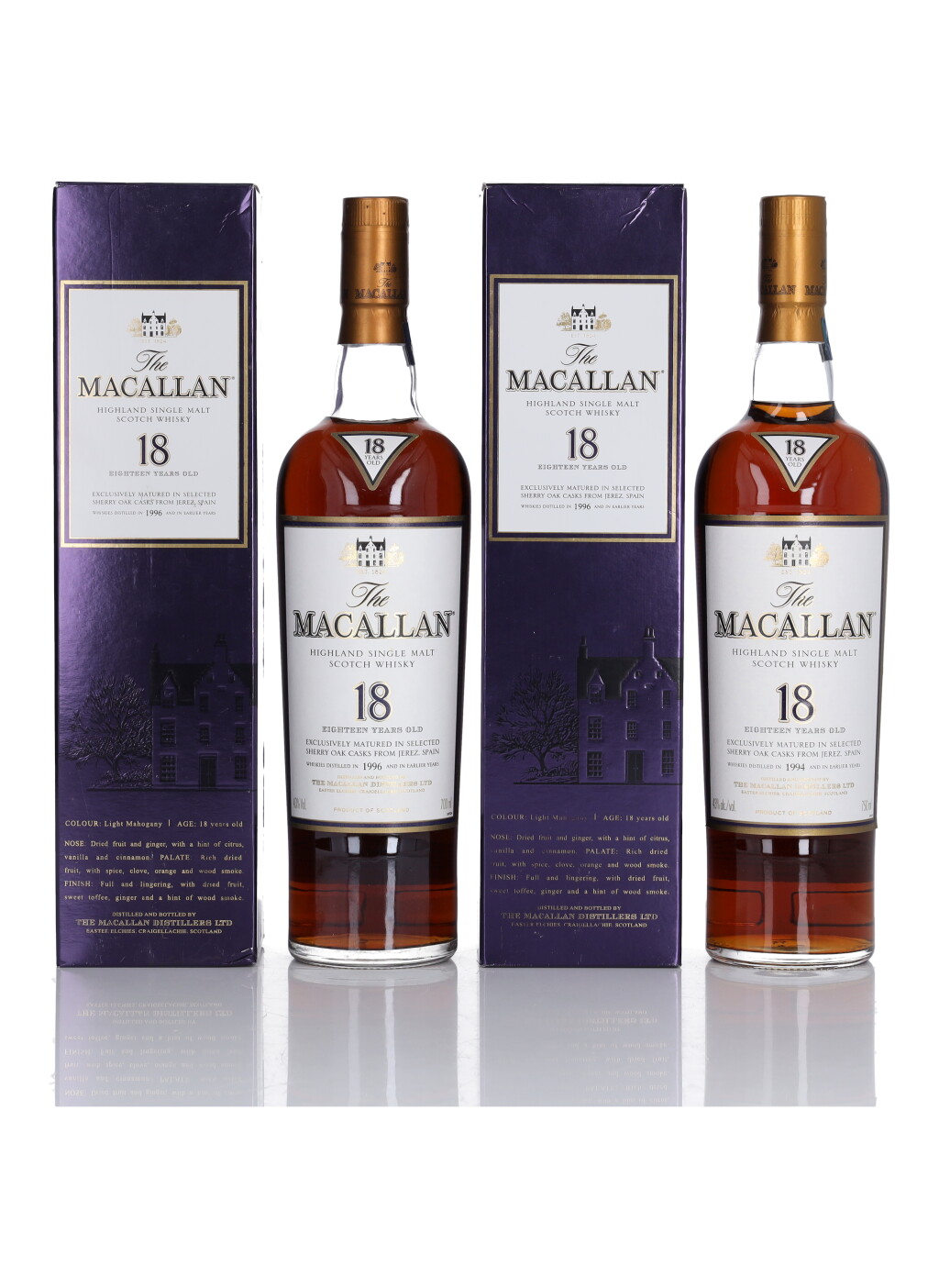 View full screen - View 1 of Lot 23. The Macallan 18 Year Old Sherry Oak 43.0 abv 1996 (2 Bottles 70cl).