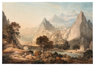 View full screen - View 1 of Lot 189. A mountainous river landscape.