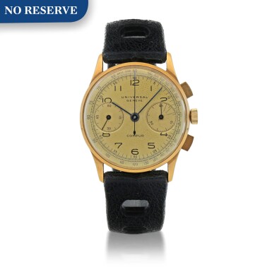View full screen - View 1 of Lot 200. COMPUR, REF 12445 YELLOW GOLD CHRONOGRAPH WRISTWATCH CIRCA 1942.