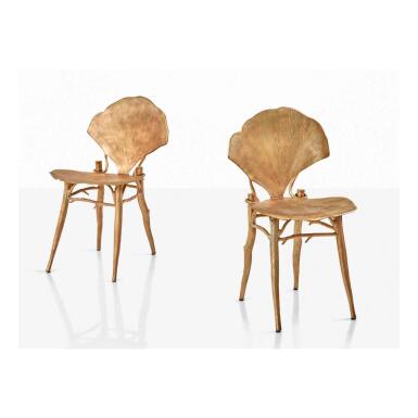 View full screen - View 1 of Lot 142. Pair of “Ginkgo” Side Chairs.