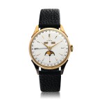 REFERENCE 2606-2 A STAINLESS STEEL AND PLATED GOLD TRIPLE CALENDAR WRISTWATCH WITH MOON PHASES, CIRCA 1950