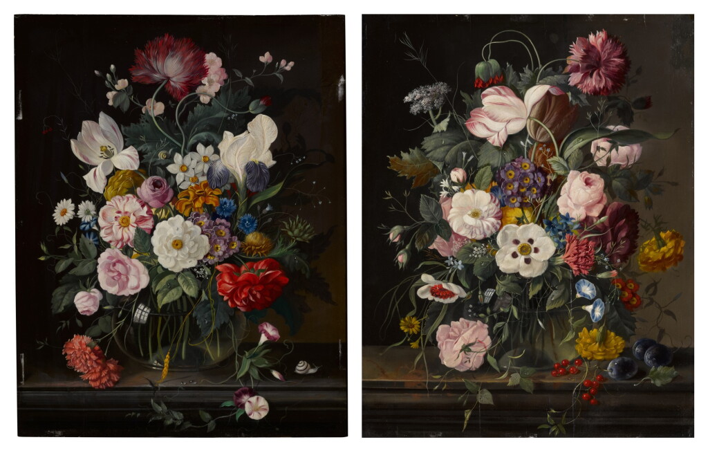 View full screen - View 1 of Lot 347. Still lifes of flowers in glass vases.