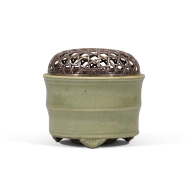 View full screen - View 1 of Lot 221. A small 'Longquan' celadon-glazed tripod censer, Yuan/Ming dynasty.