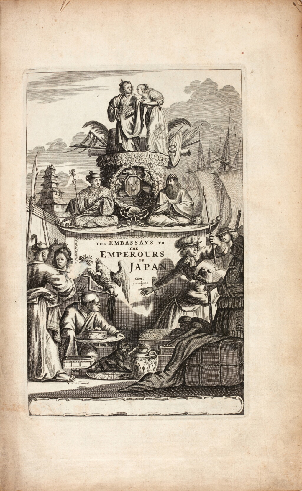 View full screen - View 1 of Lot 11. Arnoldus Montanus, Atlas Japannensis: being Remarkable Addresses by way of Embassy from the East-India Company of the United Provinces, to the Emperor of Japan... English'd... by John Ogilby, 1670.