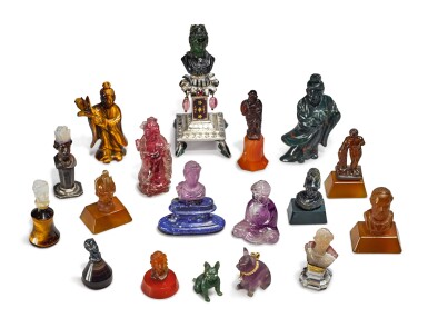 View full screen - View 1 of Lot 239. A COLLECTION OF SIXTEEN HARDSTONE SMALL BUSTS AND SEALS, 19TH CENTURY AND LATER.