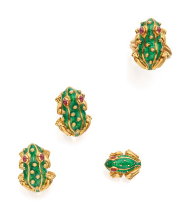 View full screen - View 1 of Lot 6. GOLD AND ENAMEL SUITE OF JEWELS, DAVID WEBB.