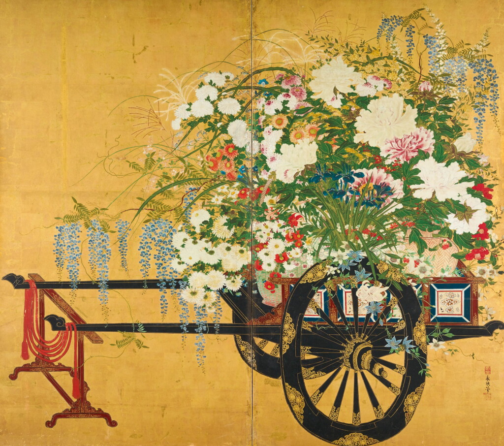 View full screen - View 1 of Lot 167. KANO EIKEI (1662-1702), EDO PERIOD, LATE 17TH CENTURY | FLOWER CART.