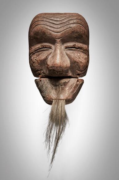 View full screen - View 1 of Lot 35. Japanese Noh mask of Okina (Hakushikijo), Muromachi – Momoyama period, 16th century.