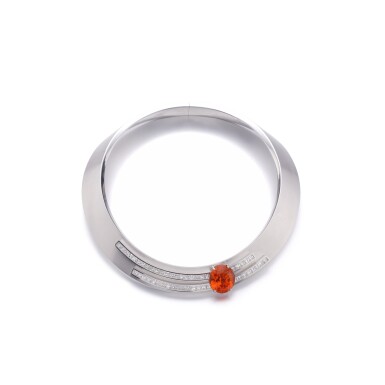 View full screen - View 1 of Lot 1010. Spessartite garnet and diamond necklace.