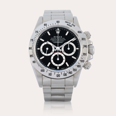 View full screen - View 1 of Lot 144. Daytona 'Zenith', Reference 16520 | A stainless steel chronograph wristwatch with bracelet | Circa 1989.