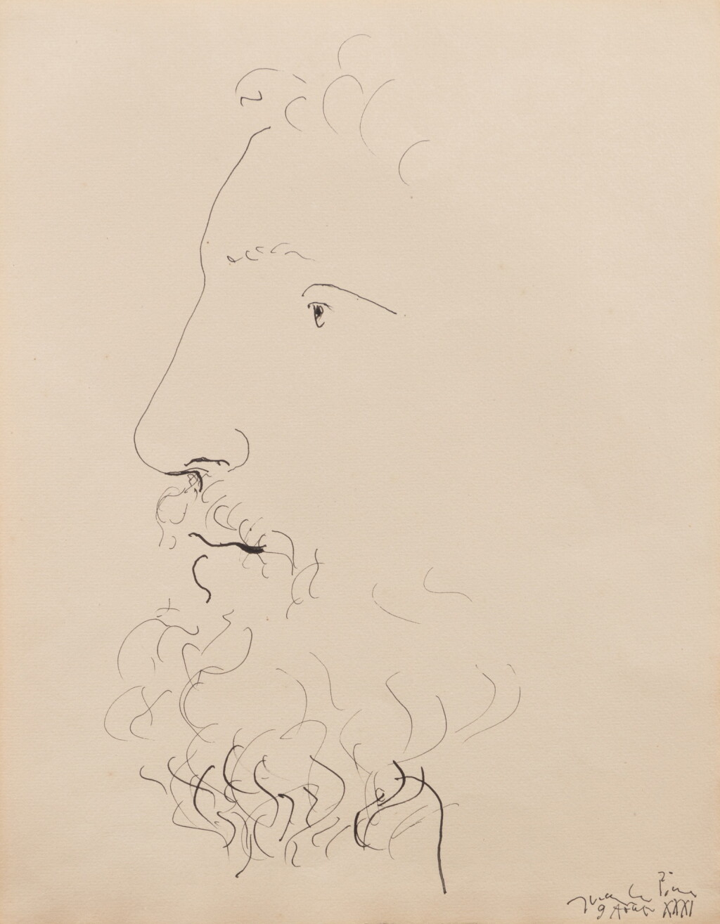 View full screen - View 1 of Lot 49. Profil gauche d'un homme barbu | Profil gauche d'un homme barbu.