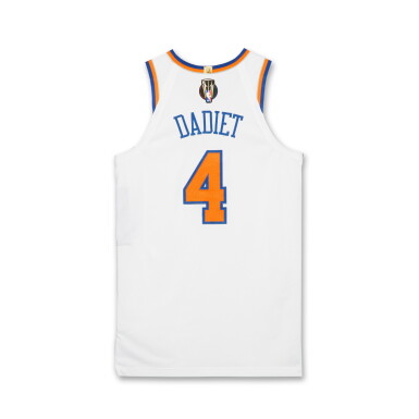 View full screen - View 1 of Lot 24. Pacôme Dadiet New York Knicks 2025-2026 Emirates NBA Cup Semifinals Game Issued Association Edition Jersey .
