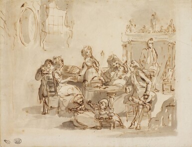 View full screen - View 1 of Lot 616. ENGLISH SCHOOL, CIRCA 1780 | A family engaged in music and play.