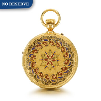 View full screen - View 1 of Lot 73. A Rare Gold, Enamel And Diamond-Set Keyless Lever Watch Made For The Indian Market With Numerals In Urdu Circa 1875.