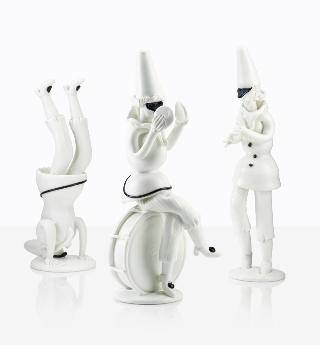 View full screen - View 1 of Lot 531. Set of Three Pulcinella Figures .